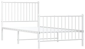 Estrutura de cama com cabeceira e pés 90x190 cm metal branco
