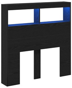 Armário cabeceira c/ luzes LED 100x17x102 cm carvalho preto