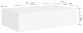 Prateleiras de parede com gavetas 2pcs MDF 40x23,5x10 cm branco