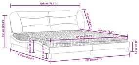 Cama com colchão 200x200 cm tecido castanho-escuro