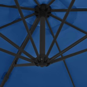 Guarda-sol jardim cantilever com poste de aço 300 cm azul ciano