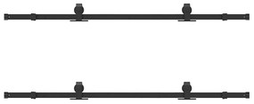 Kit de ferragens para porta deslizante 366 cm aço preto