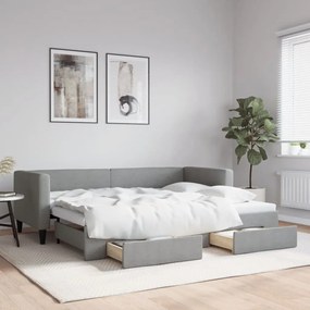 vidaXL Sofá-cama c/ gavetão e gavetas 80x200 cm tecido cinzento-claro