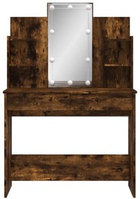 Toucador com luzes LED 96x40x142 cm carvalho fumado