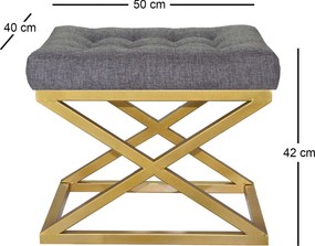 Pouffe Capraz – Dourado e Cinzento – 50x42x40 cm
