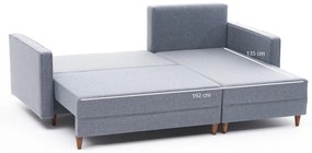 Sofá-Cama Chaise Longue Direito "Monaco" - Azul - 215x80x150 cm - Estr