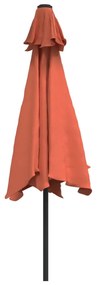 Guarda-sol de jardim com poste de metal 300 cm terracotta