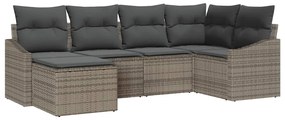 Conjunto de Jantar de Jardim com 6 Peças e Almofadas em Rattan Polipro