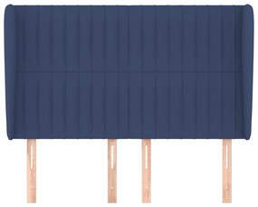 Cabeceira de cama c/ abas tecido 147x23x118/128 cm azul