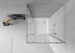 Mexen Rio cabine de duche quadrada 80 x 80 cm, transparente, cromada + base, branco - 860-080-080-01-00-4510