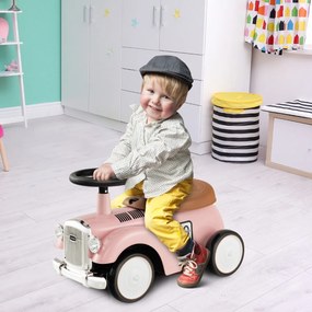 Andarilho de brincar carro retro para crianças, sem pedais, com arrumação e rodas em EVA Rosa
