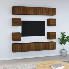 vidaXL Conjunto móveis de TV 10pcs madeira carvalho castanho