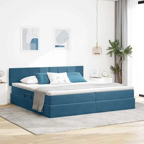vidaXL Cama com Armazenamento Azul Escuro 200 x 200 cm Veludo