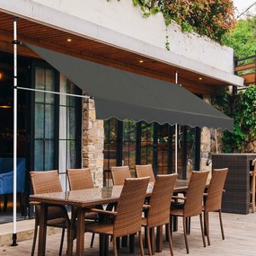 Toldo Telescópico e Retrátil 300 x 120 cm Resistente aos Raios UV Impermeável com Manivela Manual e Altura Ajustável para Janela Varanda Cinza
