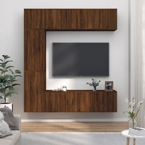 vidaXL Conjunto móveis de TV 7pcs madeira processada carvalho castanho