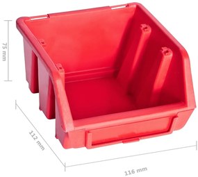 141 pcs kit caixas arrumação c/ painéis parede vermelho e preto