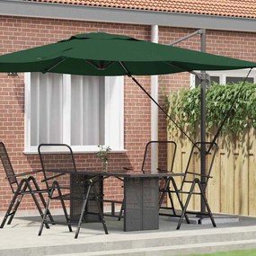 vidaXL Parasol Cantilever Roma Verde 286x285x265 cm em Alumínio