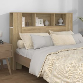 vidaXL Armário de cabeceira 140x18,5x104,5 cm branco e carvalho sonoma