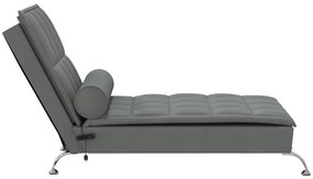Chaise lounge de massagem com rolo tecido cinzento-escuro