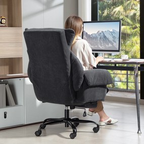 Cadeira de Escritorio com Apoio para os Pés Encosto Reclinável e Acolchoada Espesso 80x80x106-114 cm Cinzento
