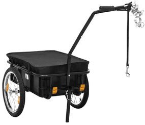 Reboque p/ bicicleta/carroça de mão 155x60x83cm aço preto