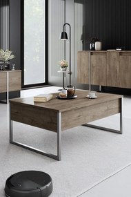 Mesa de Centro Luxe – Nogueira e Prata – 90x60x40 cm