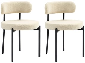 HOMCOM Conjunto de 2 Cadeiras de Jantar com Encosto em Tecido e Pés de Aço 51x51x76 cm Beige Preto | Aosom Portugal