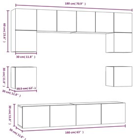 Conjunto móveis de TV 8 pcs madeira processada branco