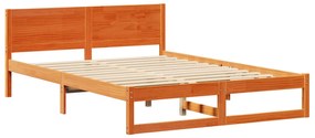 Estrutura de Cama Marrom Encerado Madeira 140 x 200 cm Simples