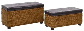 Conjunto de bancos 2 pcs erva marinha castanho