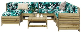 8 pcs conjunto sofás de jardim madeira de pinho impregnada