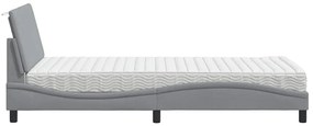 Cama com colchão 100x200 cm tecido cinzento-claro