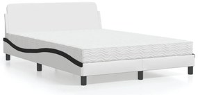 Cama com colchão 120x200 cm couro artificial branco e preto