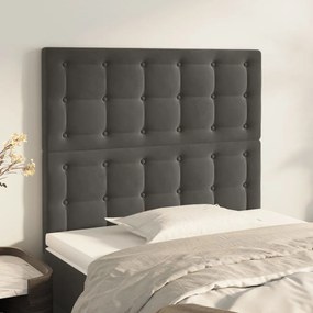 vidaXL Cabeceira de cama 2 pcs veludo 100x5x78/88 cm cinzento-escuro