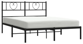 Estrutura de cama com cabeceira 140x190 cm metal preto