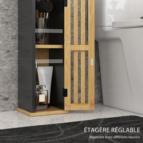 Móvel de casa de banho 18 x 18 x 75 cm com suporte para papel higiénico e espaço de arrumação, com barra amovível de 2 níveis + saída para papel, em M