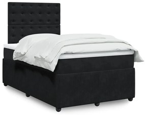 Cama boxspring com colchão 120x190 cm veludo preto