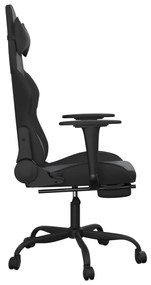 Cadeira gaming c/ apoio pés couro artificial preto