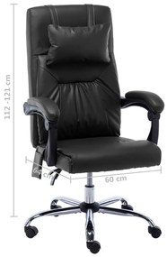 Cadeira de escritório c/ função massagem couro artificial preto