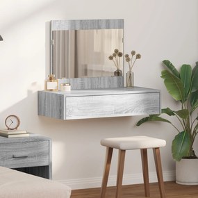 Mesa de maquilhagem pendurada na parede cinza sonoma 83x40x70 cm