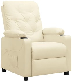 Poltrona reclinável couro artificial cor creme