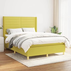 vidaXL Cama com molas/colchão 140x200 cm tecido verde