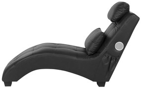 Chaise-longue em pele sintética preta com coluna Bluetooth e porta USB SIMORRE Beliani