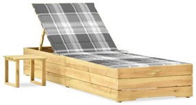 Espreguiçadeira de jardim com mesa e almofadão pinho impregnado