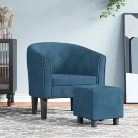 vidaXL Poltrona com apoio de pés veludo azul-escuro