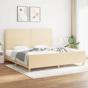 vidaXL Estrutura de cama sem colchão 200x200 cm tecido cor creme