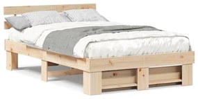 Estrutura da Cama com cabeceira Castanho 140 x 190 cm