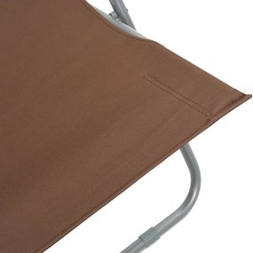 Cadeiras de praia dobráveis 2 pcs aço e tecido oxford castanho