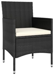 5 pcs conjunto lounge de jardim vime PE preto