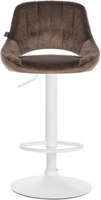 Banco alto Milet em veludo com estrutura branca 85-106 x 47 x 48 cm Castanho
